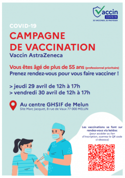 Campagne de vaccination au centre de Melun les 29 et 30 avril 2021