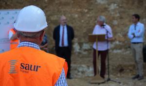 Des employés du groupe SAUR pour au lancement du projet de reconstruction de la station d'épuration de Guérard