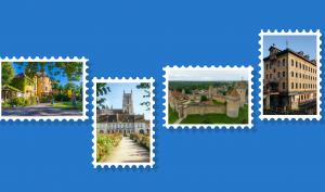 4 timbres représentant des sites emblématiques de la Seine-et-Marne