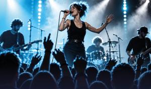 Une chanteuse sur une scène de concert
