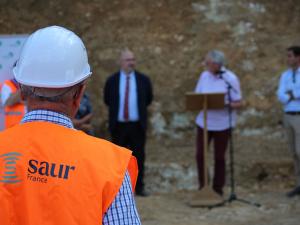 Des employés du groupe SAUR pour au lancement du projet de reconstruction de la station d'épuration de Guérard