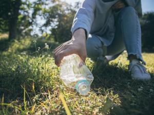 Ramasse des déchets dans une forêt