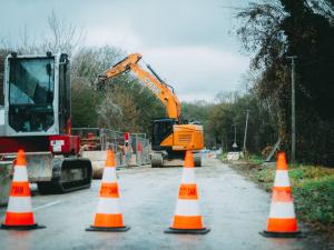 Travaux sur une route départementale en Seine-et-Marne