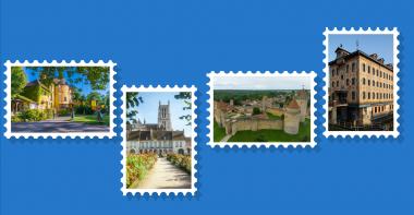 4 timbres représentant des sites emblématiques de la Seine-et-Marne