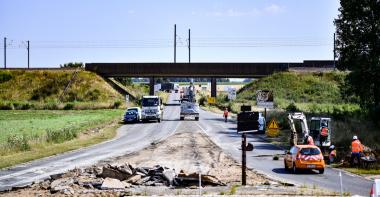 Travaux sur une route départementale en Seine-et-Marne