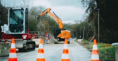 Travaux sur une route départementale en Seine-et-Marne