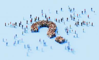 Point d'interrogation sur une foule