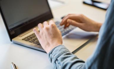 Une personne cherchant un emploi sur son ordinateur