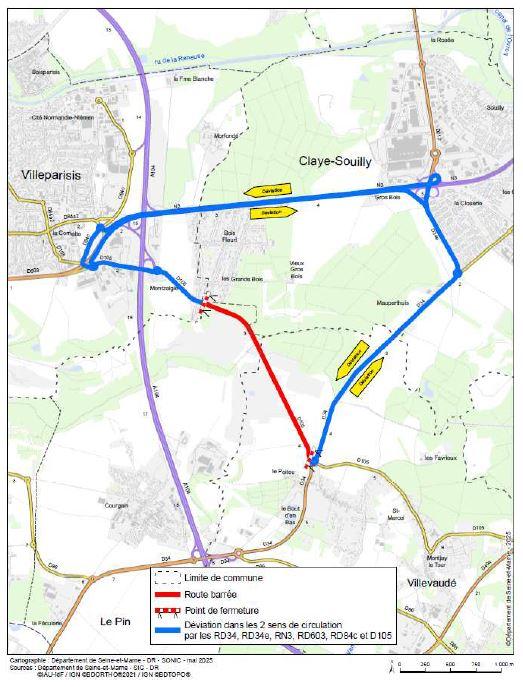 Plan de déviation de la RD 105