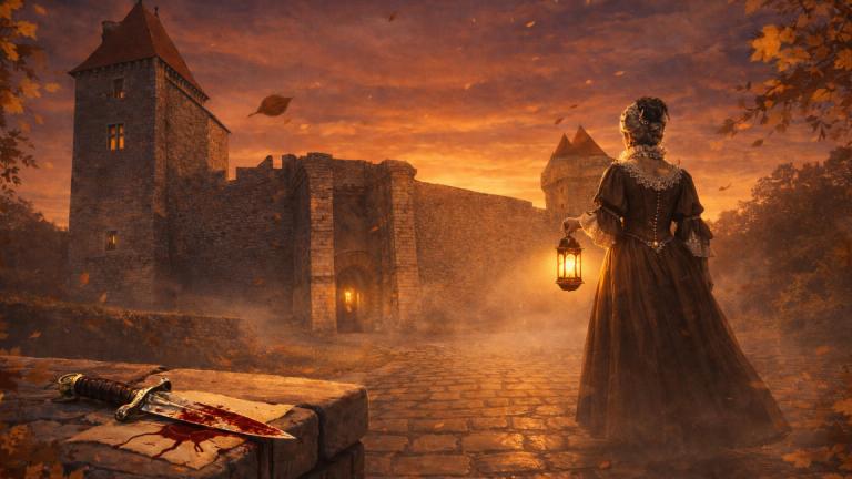 Une femme rentre dans le château de Blandy